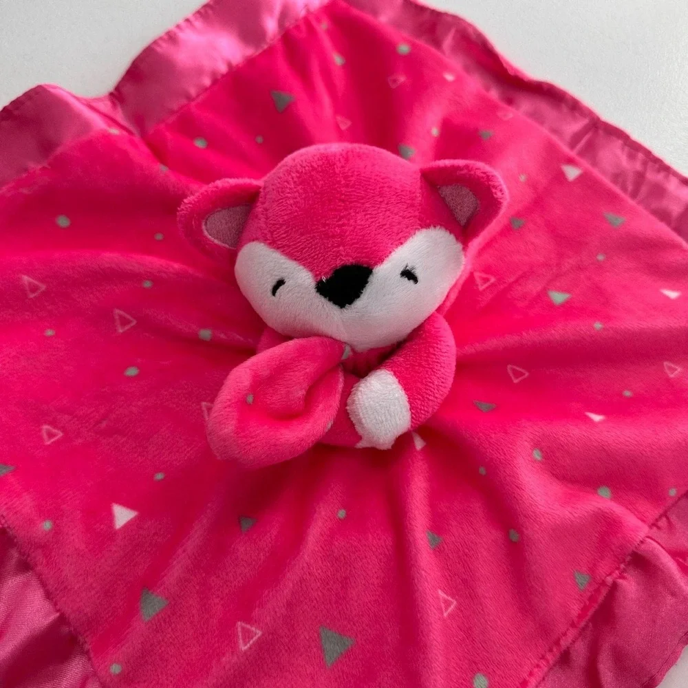 Nuby Hot‎ Pink Fox Baby Lovey Plush Security Blanket 14